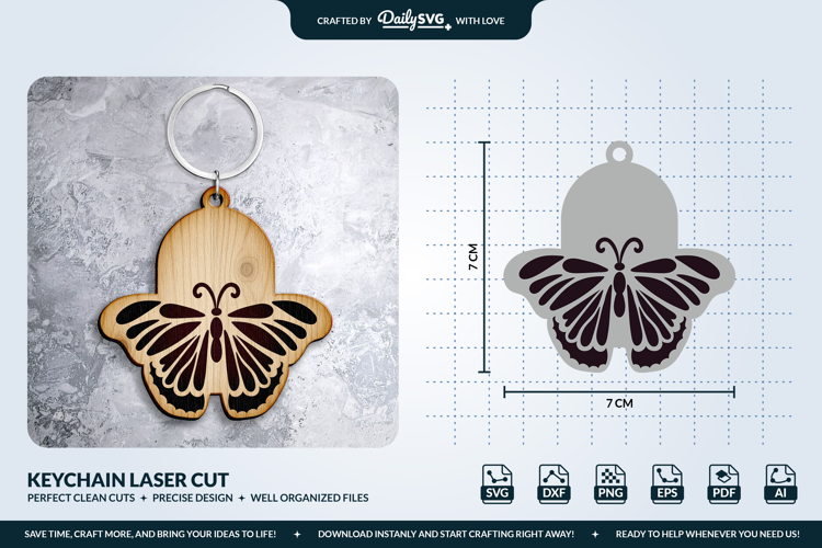 Butterfly Keychain Laser Cut Template