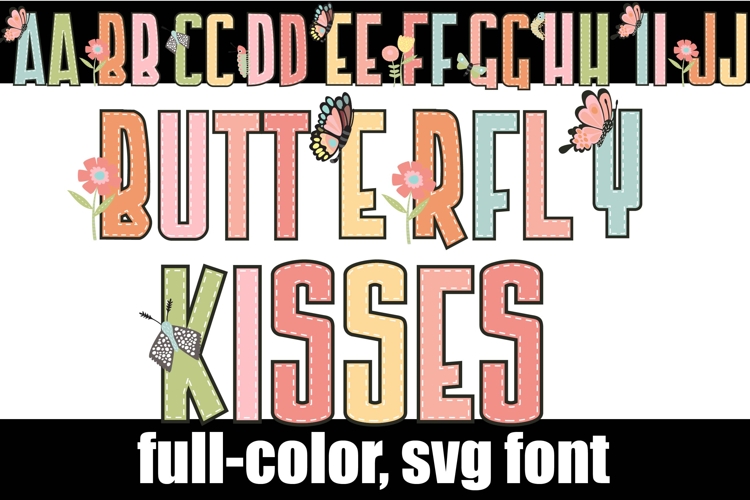 Butterfly Kisses Pastel Color Font