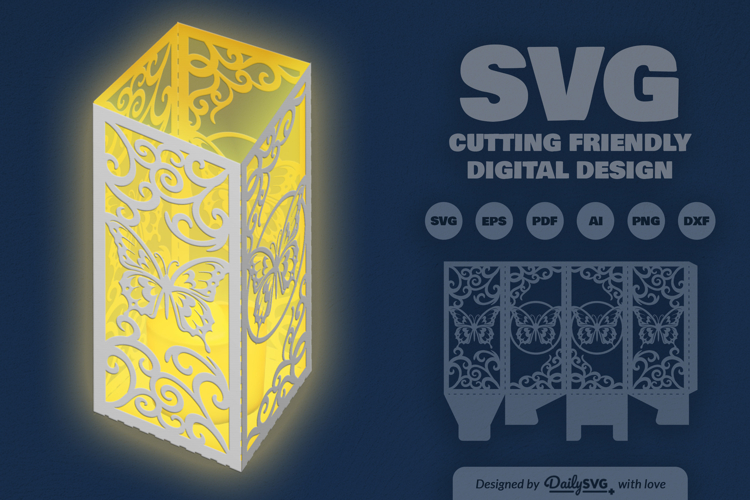 Butterfly Lantern Paper Cut SVG