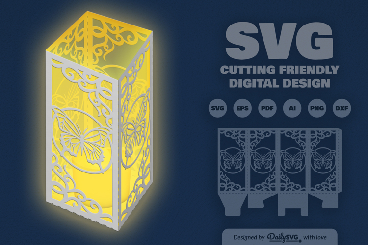 Butterfly Lantern Paper Cut SVG