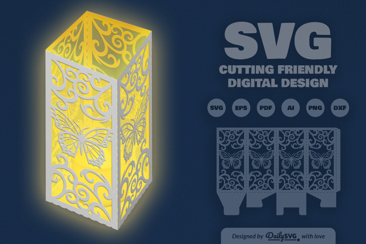 Butterfly Lantern Paper Cut SVG
