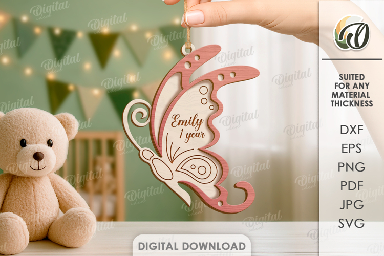 3D Butterfly Laser Cut. Hanging Nursery Decor SVG