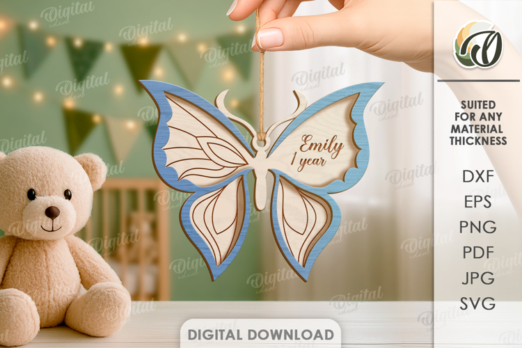 3D Butterfly Laser Cut. Hanging Nursery Decor SVG