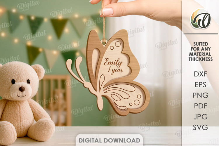 3D Butterfly Laser Cut. Hanging Nursery Decor SVG