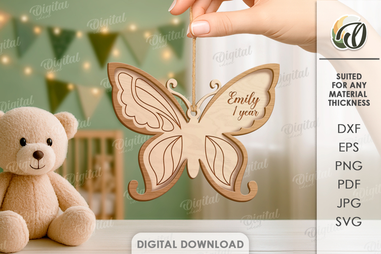 3D Butterfly Laser Cut. Hanging Nursery Decor SVG