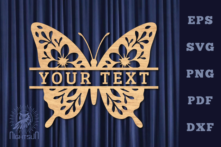 Butterfly Lasercut Split Monogram SVG