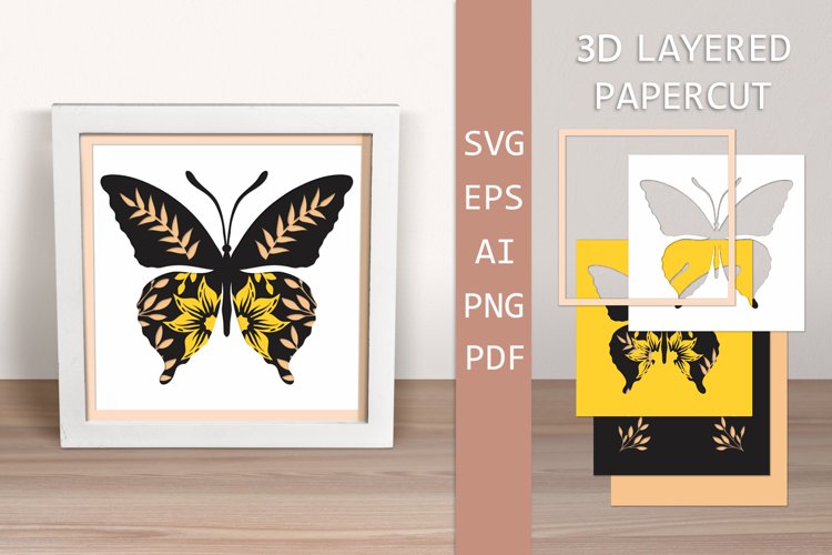 Butterfly Layered paper cutting SVG Butterfly decoration 3D