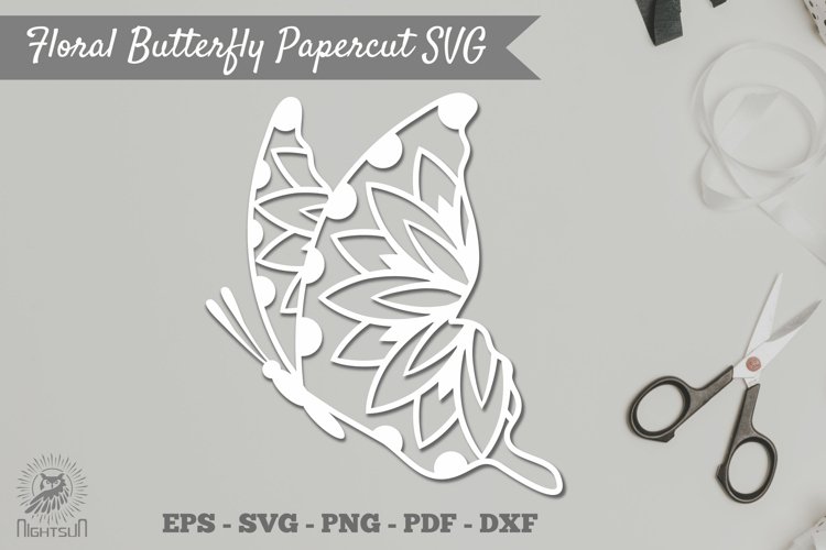 Butterfly Mandala Papercut SVG example image 1