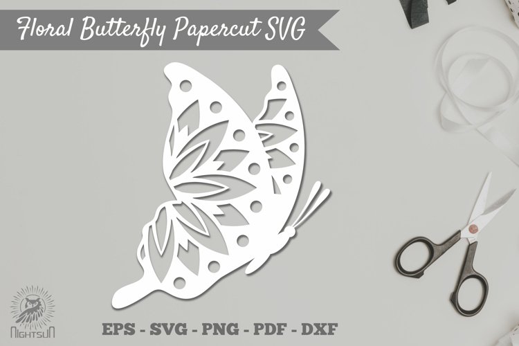 Butterfly Mandala Papercut SVG example image 1