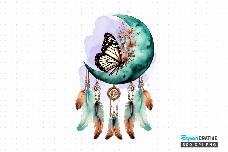 Butterfly Moon Vintage Butterfly Sublimation PNG