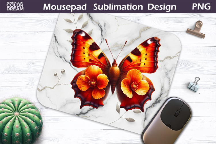 Butterfly Mousepad | Orange Butterfly Sublimation