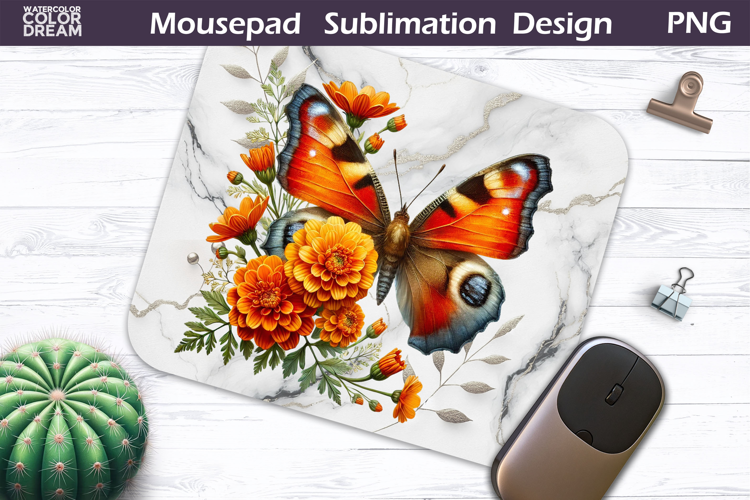Butterfly Mousepad | Orange Butterfly Sublimation