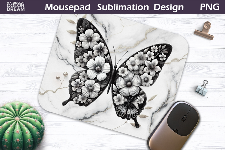 Butterfly Mousepad | Black And White Butterfly Sublimation