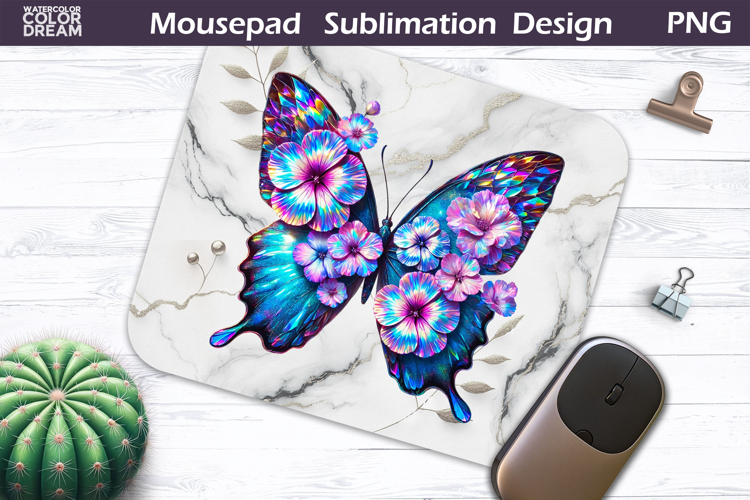 Butterfly Mousepad | Neon Butterfly Sublimation