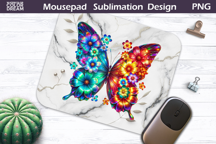 Butterfly Mousepad | Black And White Butterfly Sublimation