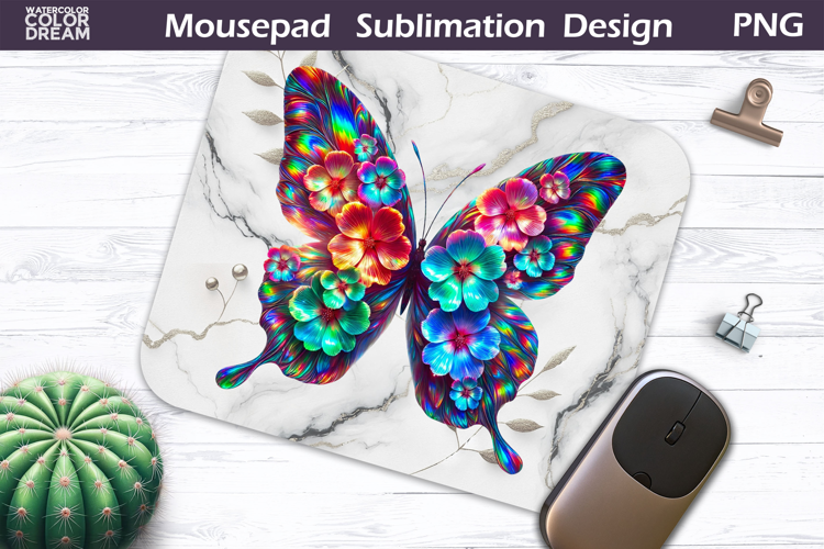 Butterfly Mousepad | Black And White Butterfly Sublimation