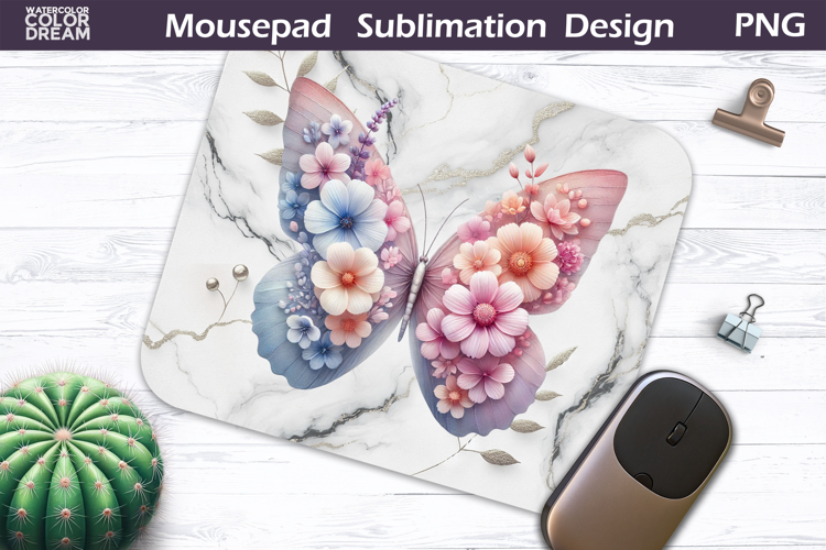 Butterfly Mousepad |Pink Blue Butterfly Sublimation