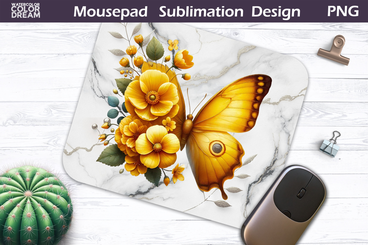 Butterfly Mousepad | Yellow Butterfly Sublimation