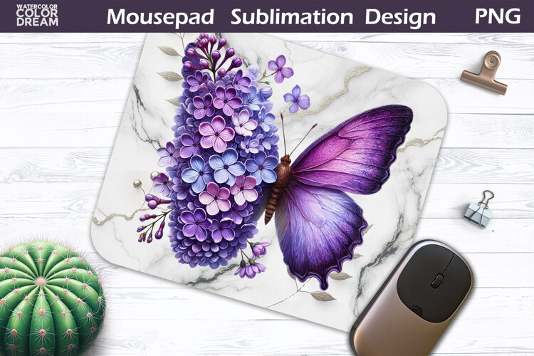 Butterfly Mousepad | Purple Butterfly Sublimation example image 1