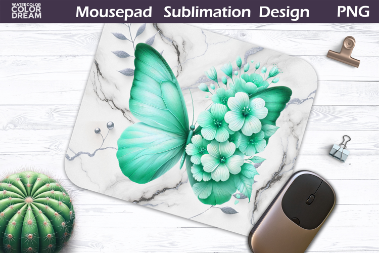 Butterfly Mousepad | Mint Butterfly Sublimation