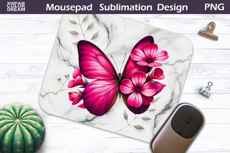 Butterfly Mousepad | Pink Butterfly Sublimation
