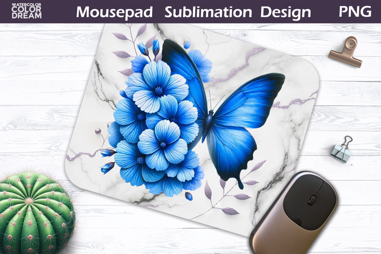 Butterfly Mousepad |Blue Butterfly Sublimation