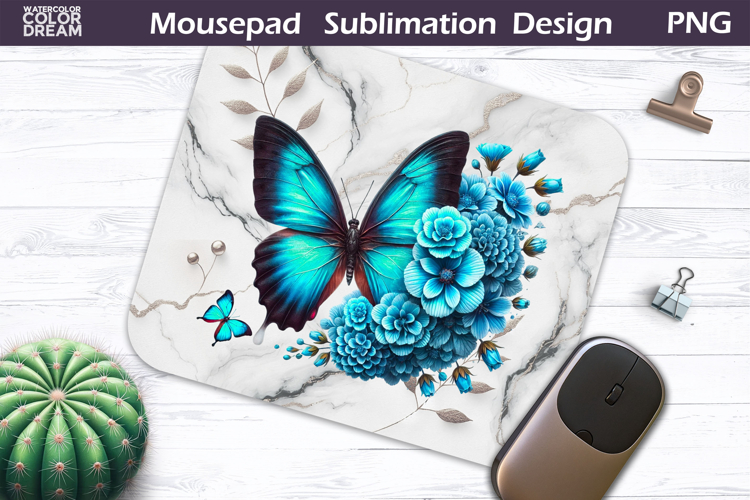 Butterfly Mousepad | Blue Butterfly Sublimation