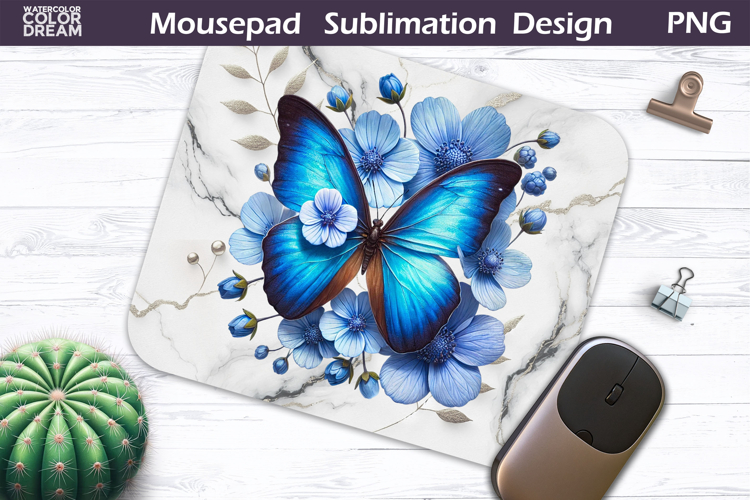 Butterfly Mousepad | Blue Butterfly Sublimation