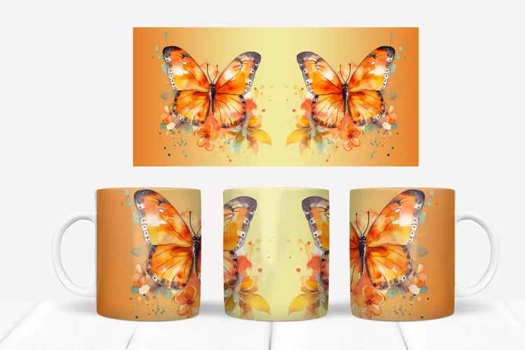 Butterfly mug sublimation | Butterfly mug wrap