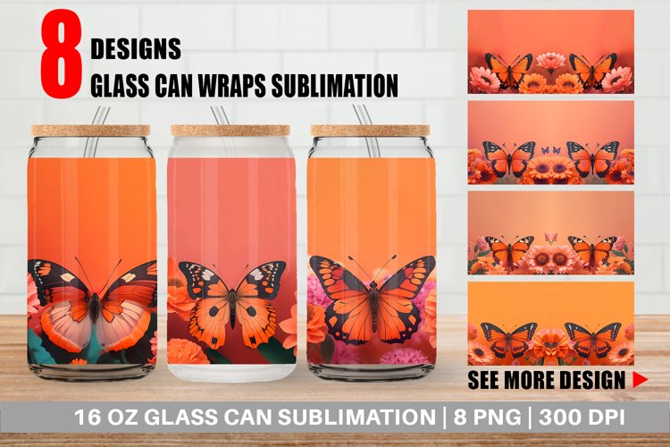Glass Can Wraps Butterfly on Spring