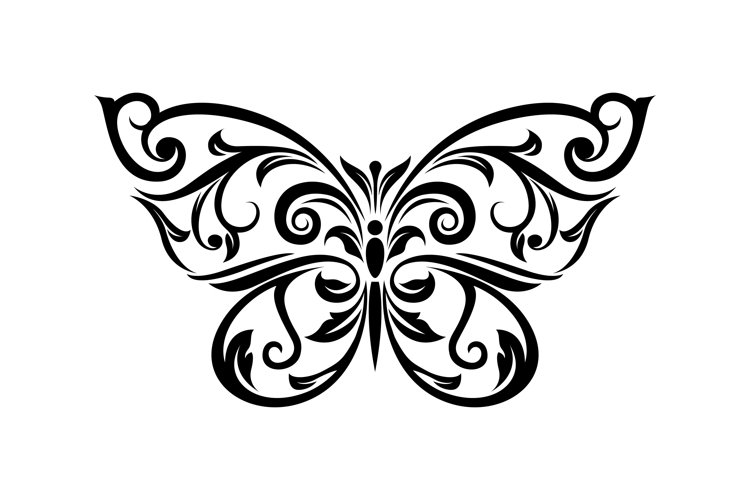 Ornate Golden Filigree Butterfly on Deep Burgundy Background
