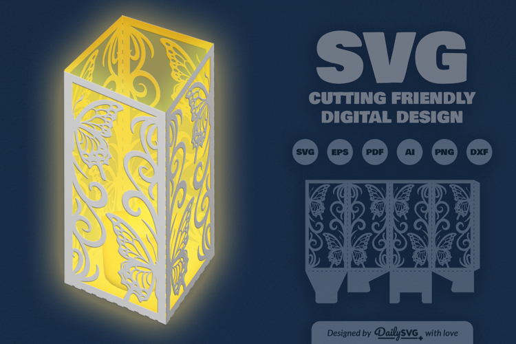 Butterfly Ornament Lantern Paper Cut SVG