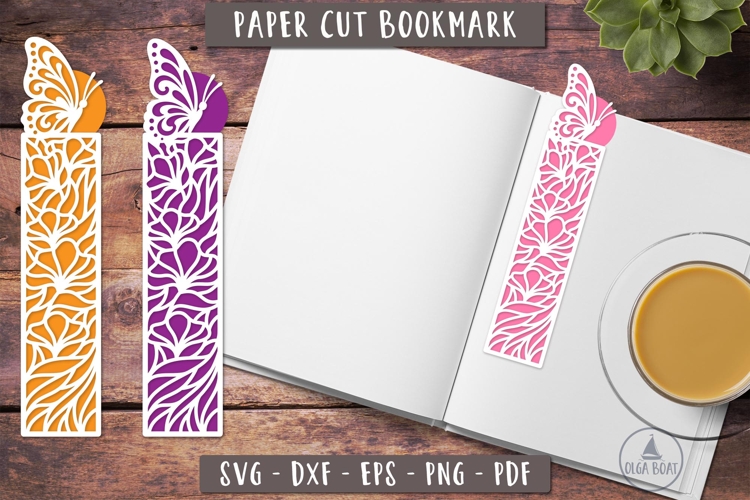 Butterfly Paper Cut Layered Bookmark SVG