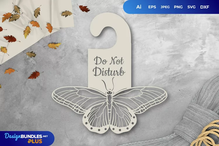 Butterfly Door Tag - Do Not Disturb SVG File