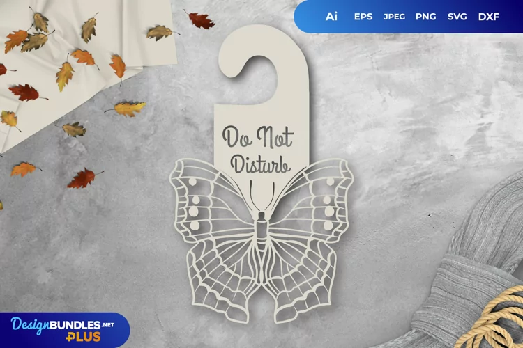 Butterfly Door Tag - Do Not Disturb SVG File