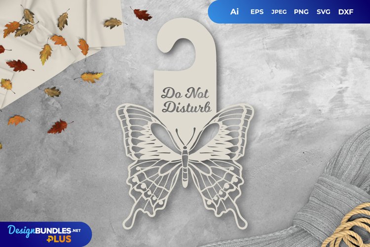 Butterfly Door Tag - Do Not Disturb SVG File example image 1