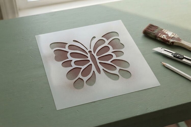 Butterfly Papercut Stencil example image 1
