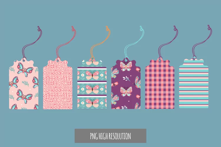 Butterfly Patterned Shaped Tags