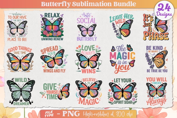 Butterfly PNG Bundle | Butterfly Sublimation Bundle