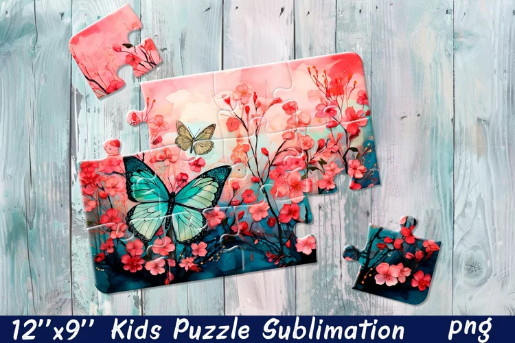 Beautiful butterflies| Floral Sublimation Puzzle Design