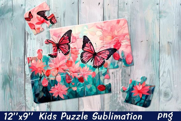 Beautiful butterflies| Floral Sublimation Puzzle Design