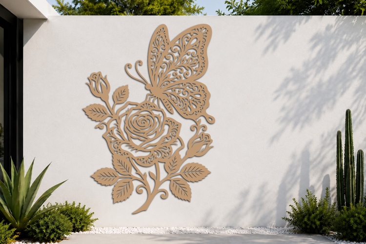 Butterfly Rose Laser Cut