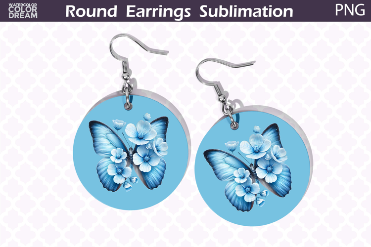 Butterfly Round Earrings | Butterfly Floral Round Earrings