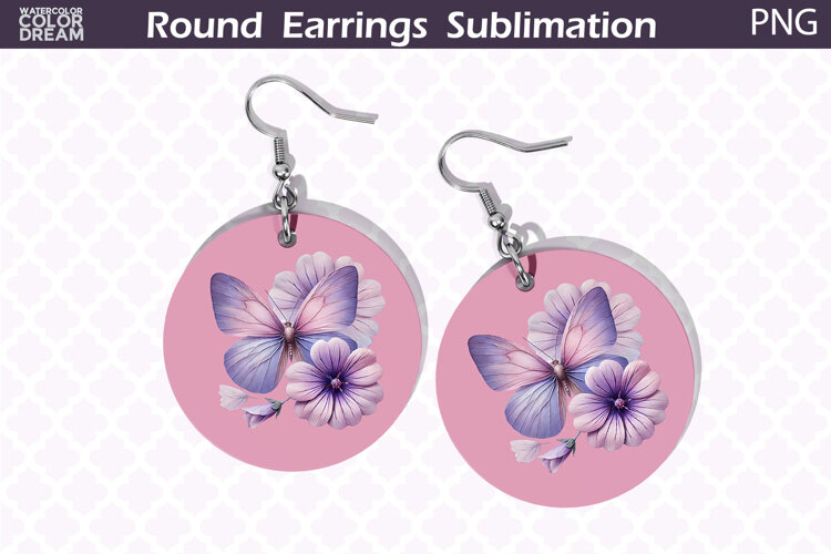 Butterfly Round Earrings | Butterfly Floral Round Earrings example image 1