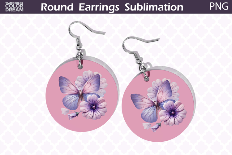 Butterfly Round Earrings | Butterfly Floral Round Earrings