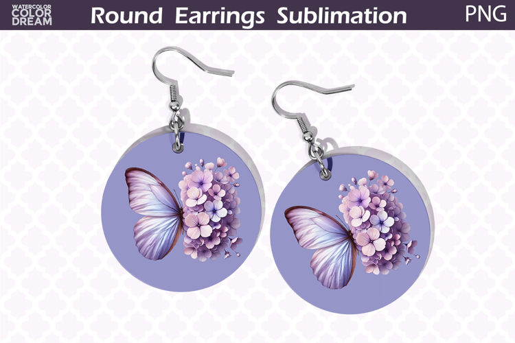 Butterfly Round Earrings | Butterfly Floral Round Earrings