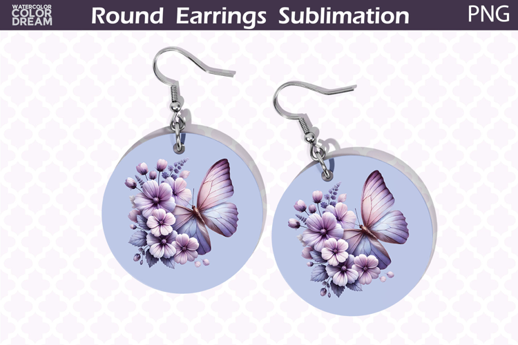 Butterfly Round Earrings | Butterfly Floral Round Earrings