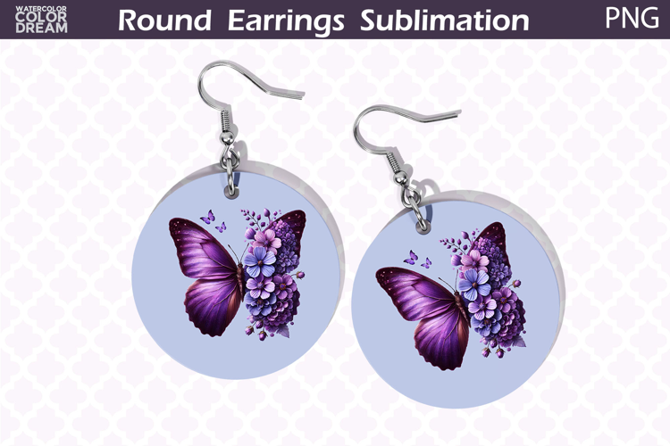 Butterfly Round Earrings | Butterfly Floral Round Earrings