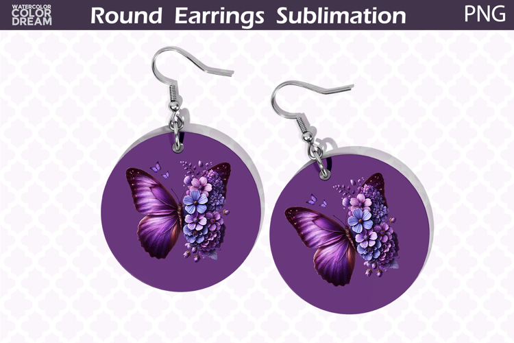 Butterfly Round Earrings | Butterfly Floral Round Earrings