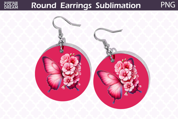 Butterfly Round Earrings | Butterfly Floral Round Earrings